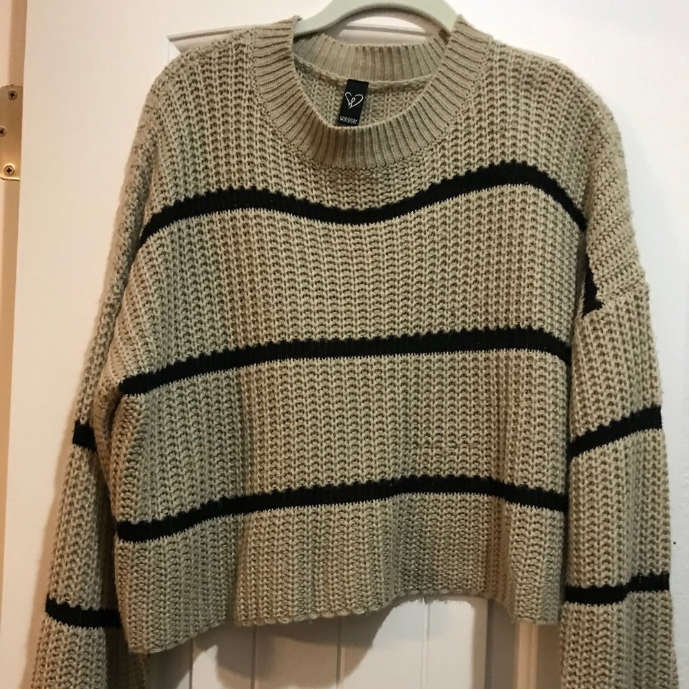 Windsor Taupe Striped Pullover Sweater